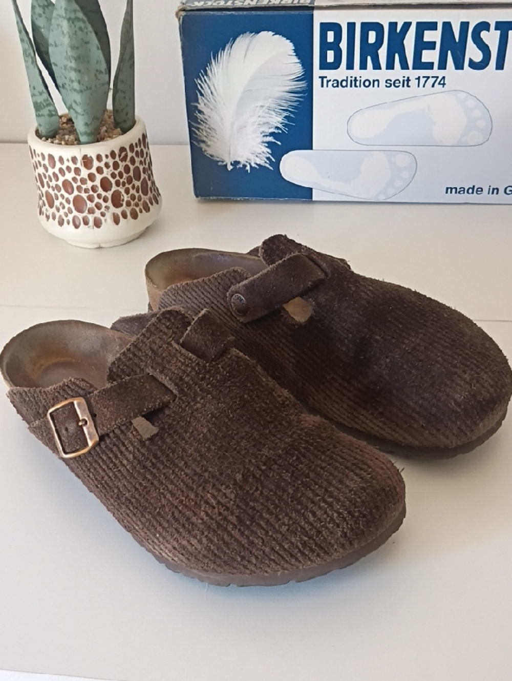 Birkenstock Boston Corduroy Suede Embossed Clogs size 39 8 - 8.5